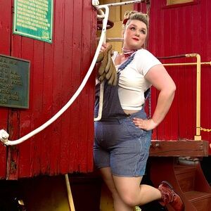 Dickies Bib Overall Shorts Shortall Rinsed Hickory Stripe